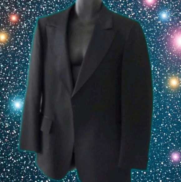 AFTER SIX Vintage 70s Wide Lapel Black Tuxedo Blazer / Dinner Jacket 41L